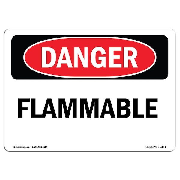 Safety Sign, OSHA Danger, 7" Height, 10" Width, Aluminum, Flammable, Landscape